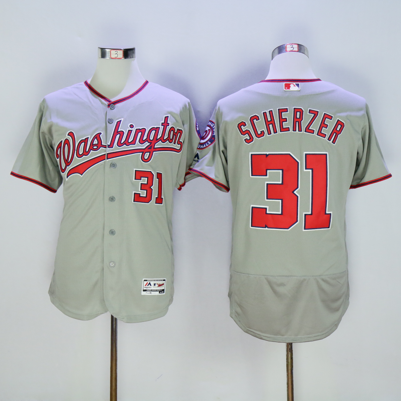 Men Washington Nationals #31 Scherzer Grey MLB Jerseys->washington nationals->MLB Jersey